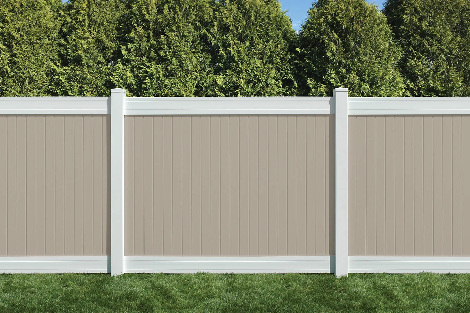 6' x 8' Wexford Privacy Fence Panels and Gate Tan-White 1003 - Privacy Fence