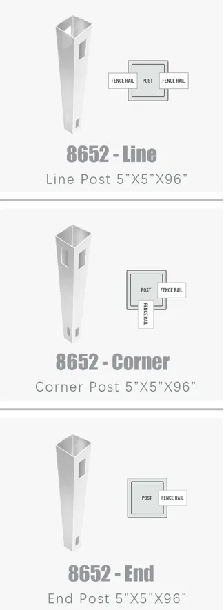 Vinyl Fence Component: Post 8652-Post - Privacy Fence