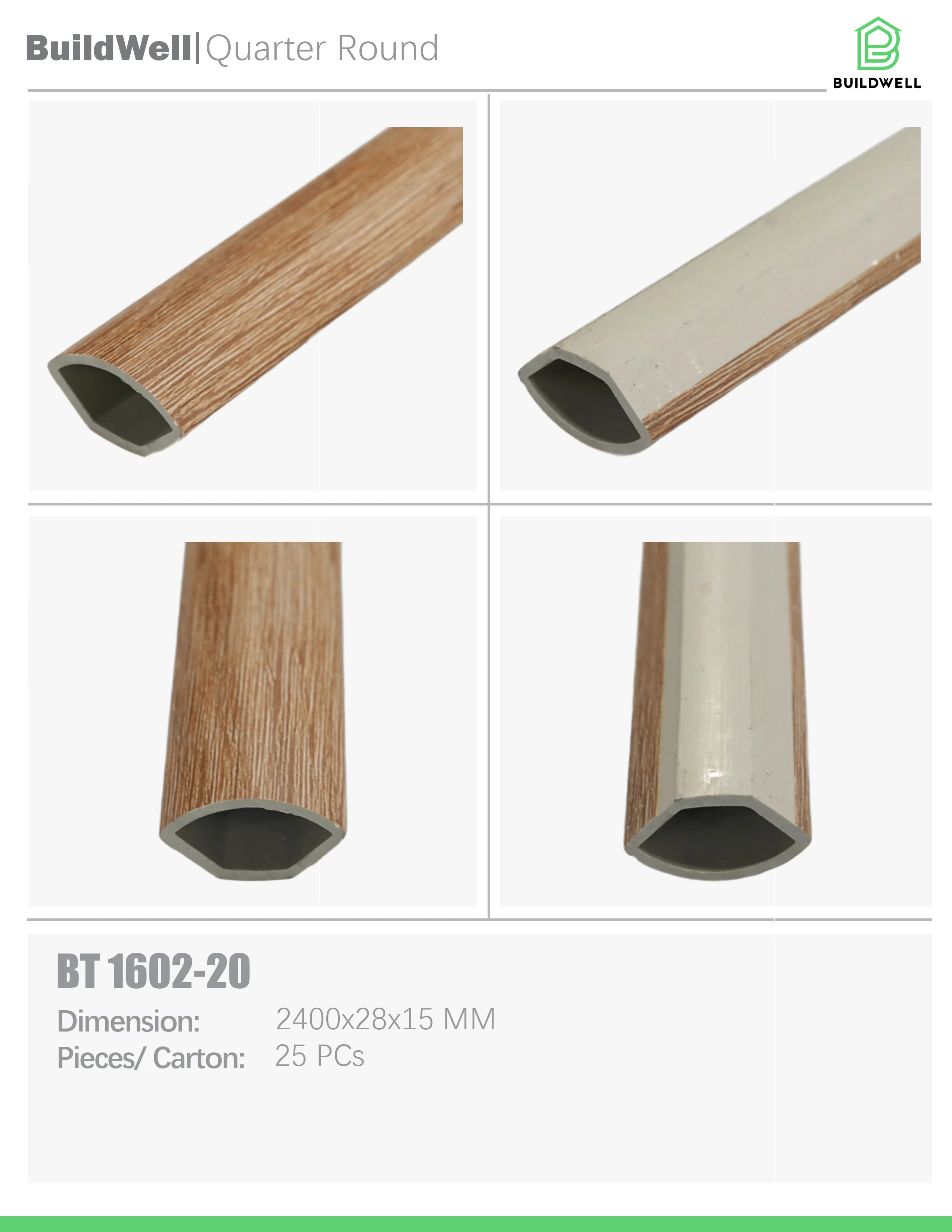 Vinyl Floor Quarter Round Honeywood image 1