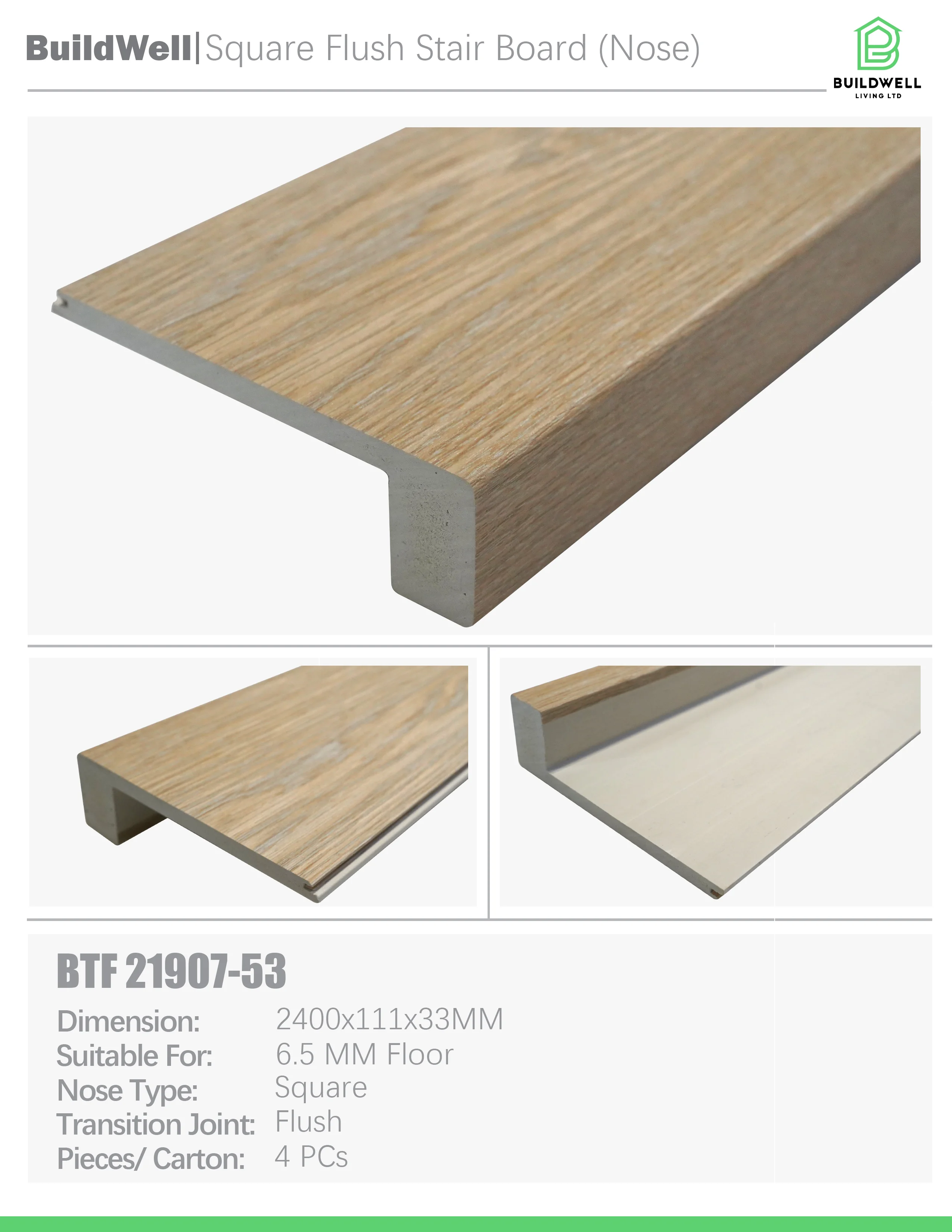 Vinyl Floor Square Nose Stonewash image 1