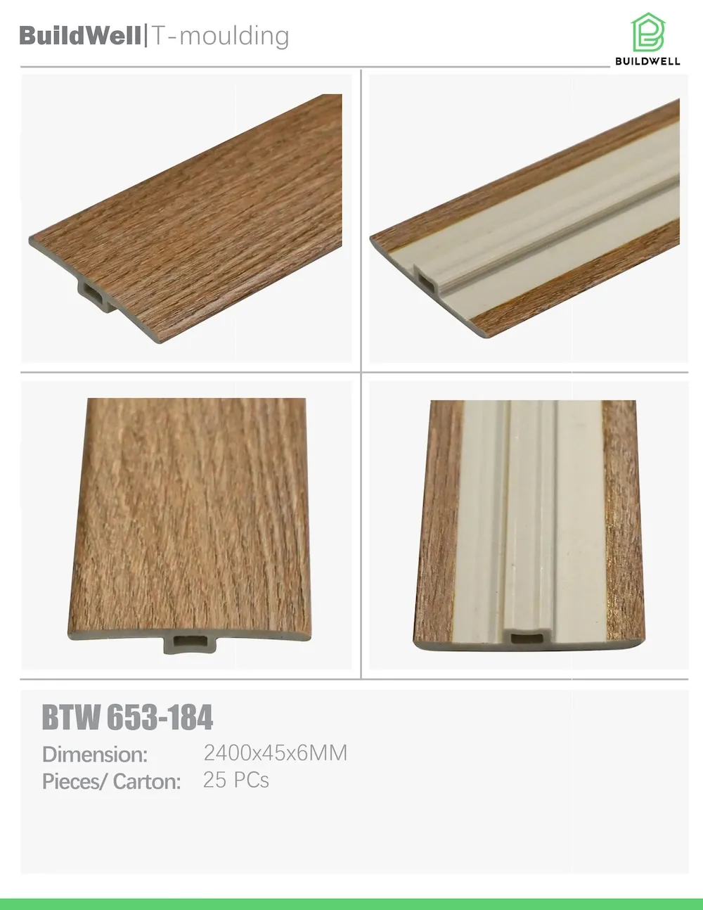 Vinyl Floor T-Moulding Heritage Brown image 1